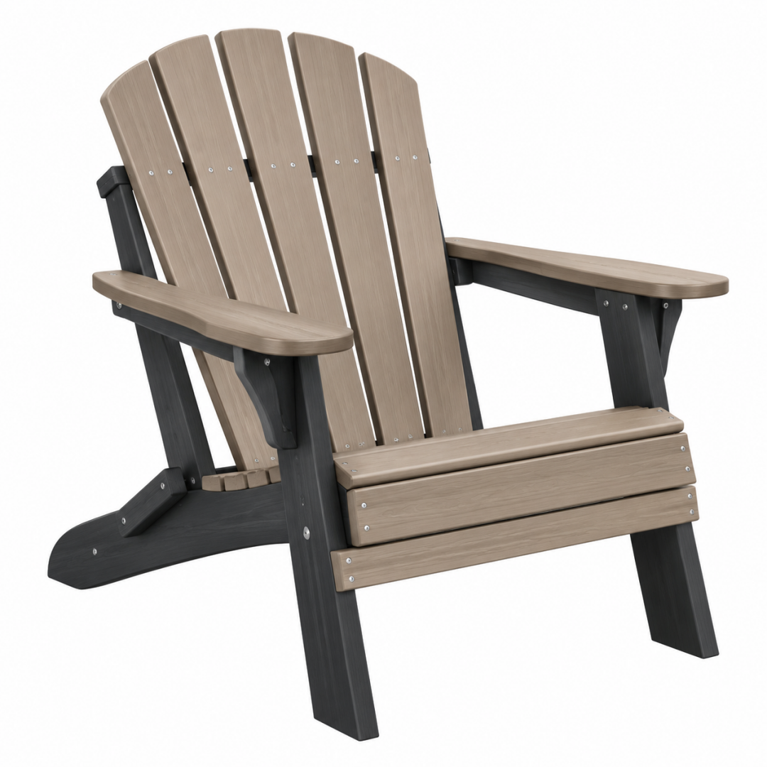 Adirondack-Gartenstuhl 83 x 80 x 98 cm Kunststoff Taupe Schwarz mit breiten Armlehnen
