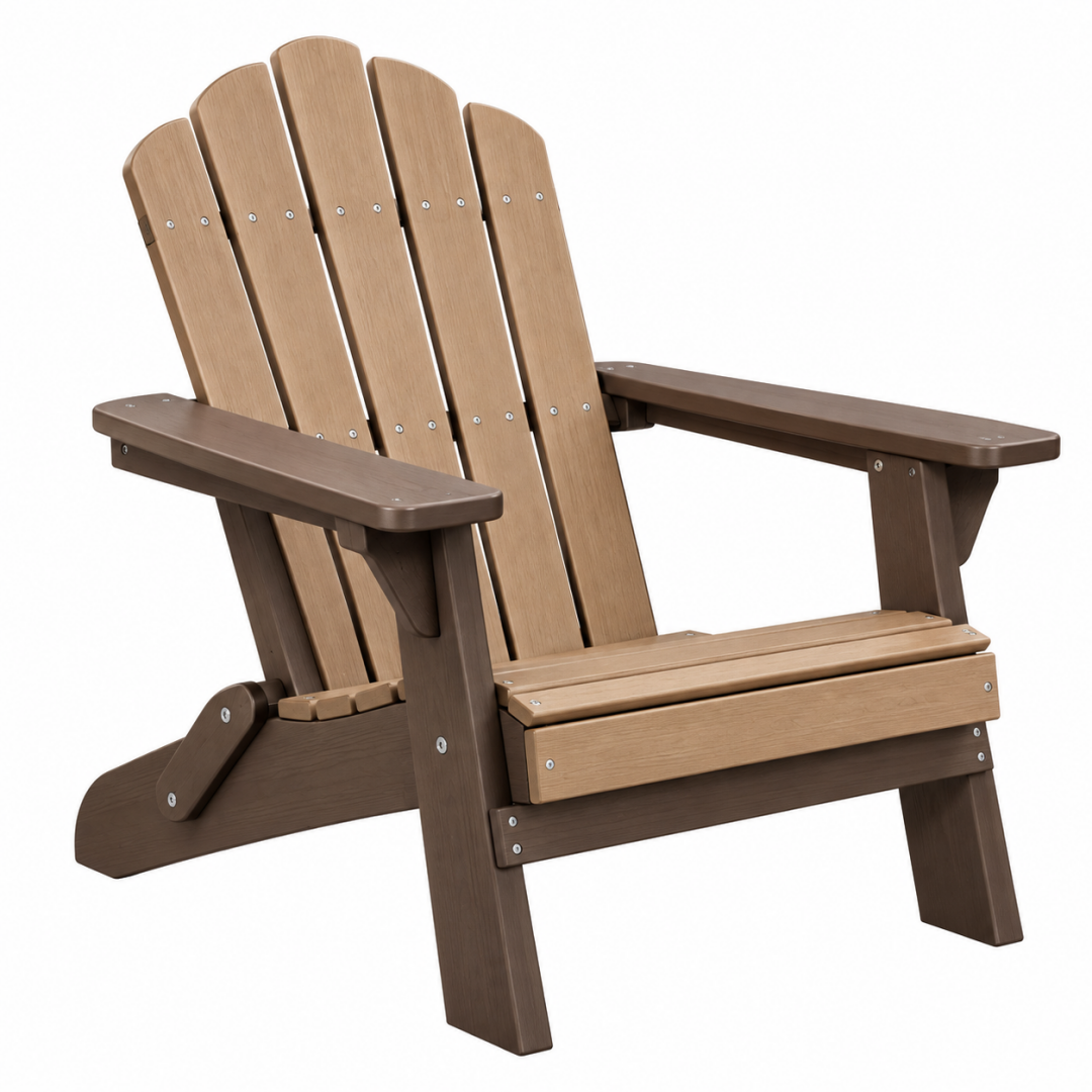 Gartenstuhl 83 x 80 x 98 cm aus Kunststoff in Braun und Natur - Adirondack Stil