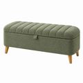 Sitzbank 100 x 40 x 46 cm aus Bouclé-Textil Olivgrün mit Stauraum
