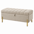 Sitzbank mit Stauraum 100 x 40 x 45 cm Bouclé Stoff Beige mit Metallfüßen