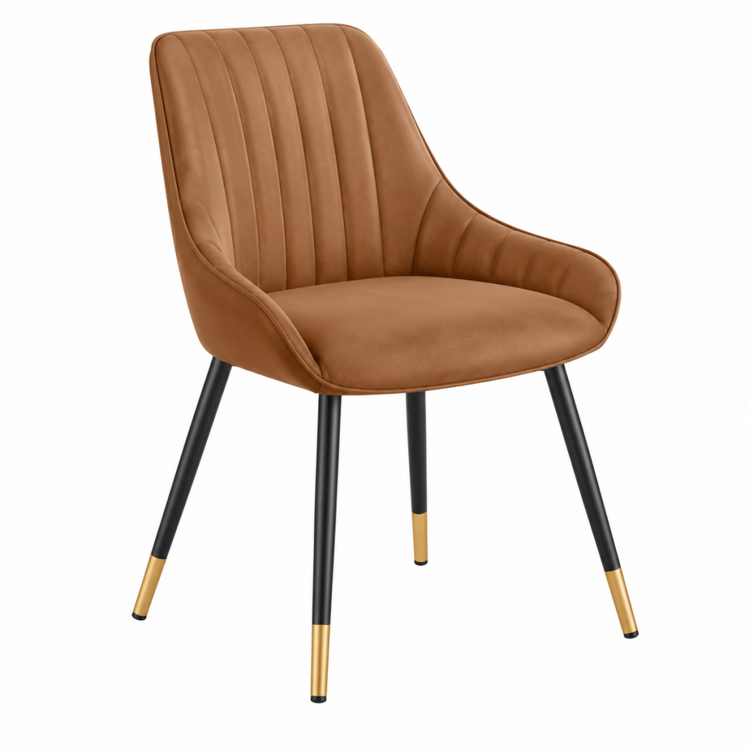 Esszimmerstuhl 60 x 62 x 86 cm Kunstleder Cognac gepolstert mit Metallbeinen