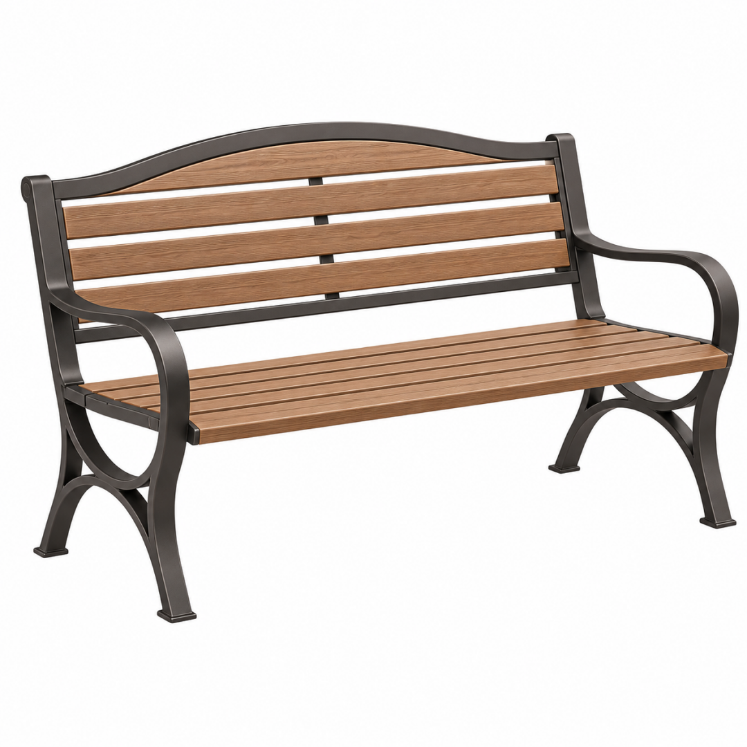 Gartenbank 122 x 63 x 87 cm Metall und Holz Braun Schwarz klassisches Design