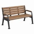 Gartenbank 150 x 60 x 85 cm Holz Metall Braun Schwarz mit Armlehnen
