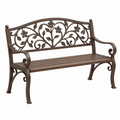 Gartenbank 127 x 61 x 96 cm Metall Braun mit Blumenornamenten
