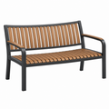 Gartenbank 120 x 60 x 90 cm aus Metall und Holz braun schwarz mit Armlehnen
