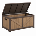 Aufbewahrungsbox 130 x 64 x 62 cm Kunststoff Braun für den Außenbereich mit Klappdeckel