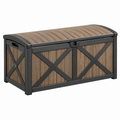 Garten-Aufbewahrungsbox 120 x 60 x 63 cm aus Kunststoff Braun/Schwarz mit Klappdeckel im Landhausstil