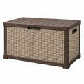 Aufbewahrungsbox 120 x 56 x 63 cm Kunststoff Braun Beige für Außenbereich mit Deckel